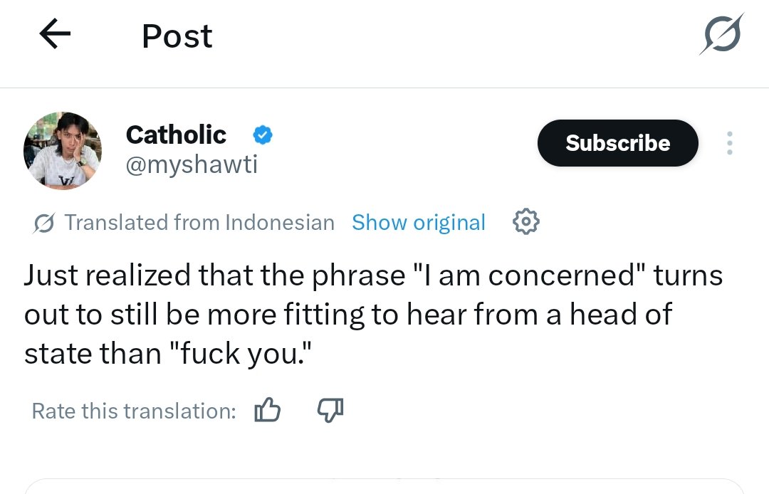 deingrey's tweet photo. @myshawti Aku baru tau, "ndasmu" kalo in English translation means "fuck you". Imagine president actually said that to his own masyarakat is crazy. https://t.co/Zz7SPYmCa1