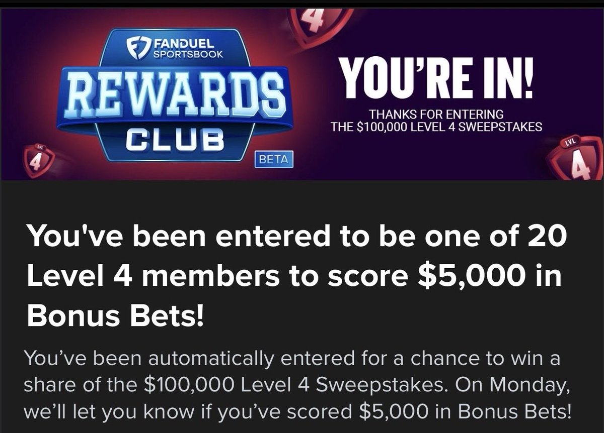 AddisonW404's tweet photo. Was invited to FanDuel rewards club this week, first time receiving this.

would be so grateful but keeping expectations super low @FDSportsbook 😭🙏
#fanduel #rewardsclub https://t.co/6Y2fnsHU14