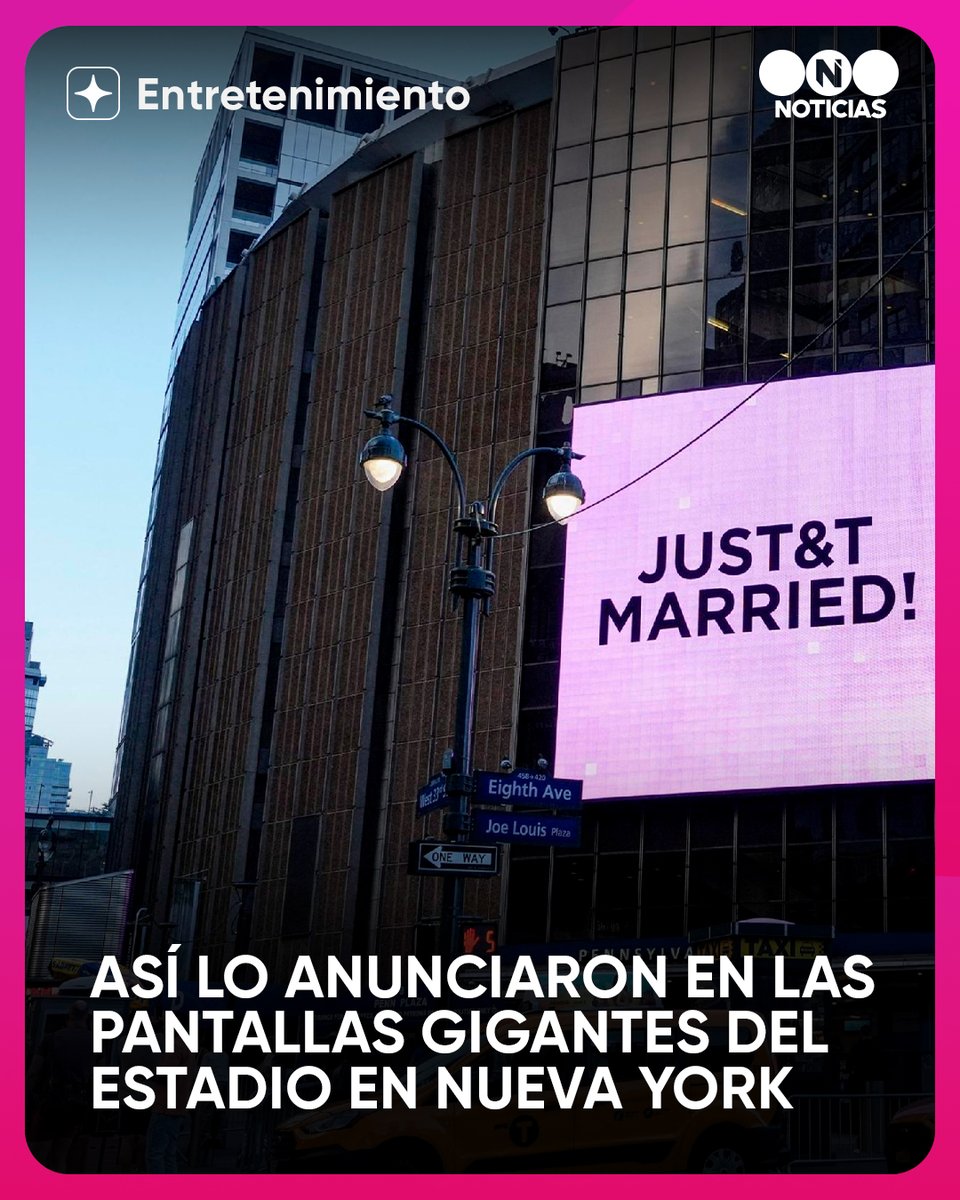telefenoticias's tweet photo. 💍Taylor Swift y Travis Kelce ya están oficialmente casados.

Este viernes se celebró la esperada boda de la cantante y el jugador de la NFL en el Madison Square Garden, en una ceremonia que estuvo marcada por un fuerte hermetismo para evitar filtraciones.

La noticia fue confirmada por la histórica publicista de Taylor Swift, Tree Paine.

Además, una de las pantallas del Madison Square Garden sorprendió a los invitados con el mensaje "Recién casados".

Otro de los detalles que trascendió fue que la ceremonia fue oficiada por Adam Sandler, amigo cercano de la pareja. Y que en lugar de damas de honor y padrinos tradicionales, Austin Swift, hermano de Taylor, fue su "hombre de honor", mientras que Jason Kelce, hermano del deportista, ocupó el rol de "mejor hombre".