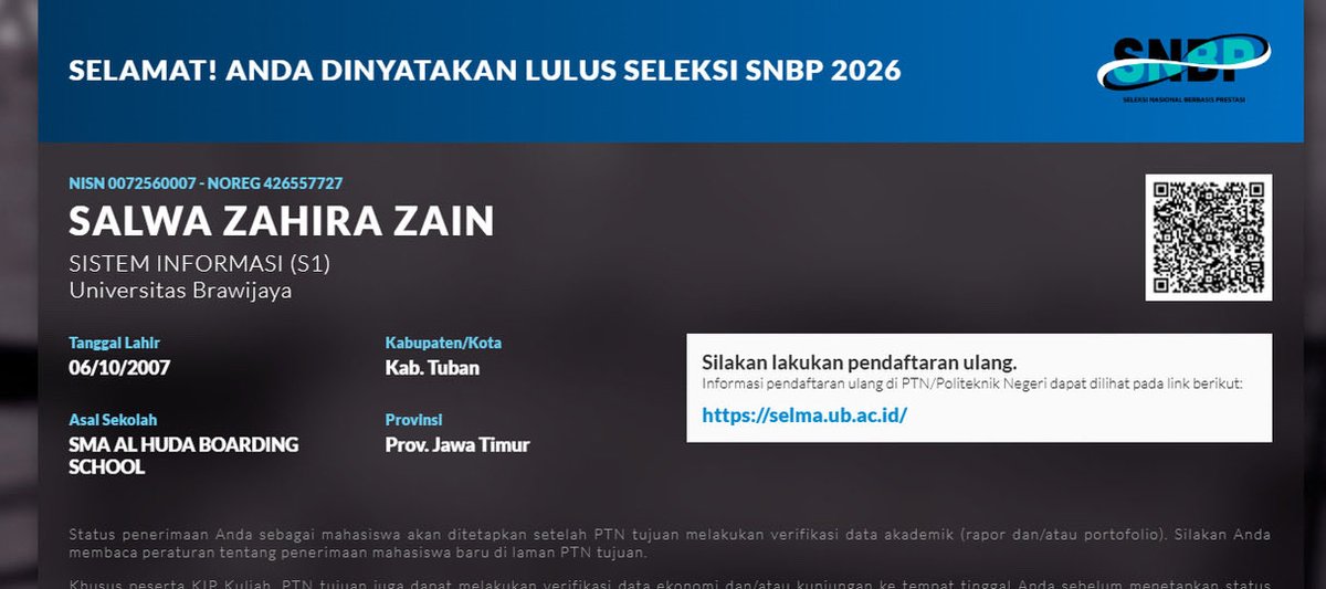 seinchn's tweet photo. FINALLYY Y’ALL , i did it💙 #rajabrawijaya #snbp https://t.co/Hs7tB428GJ