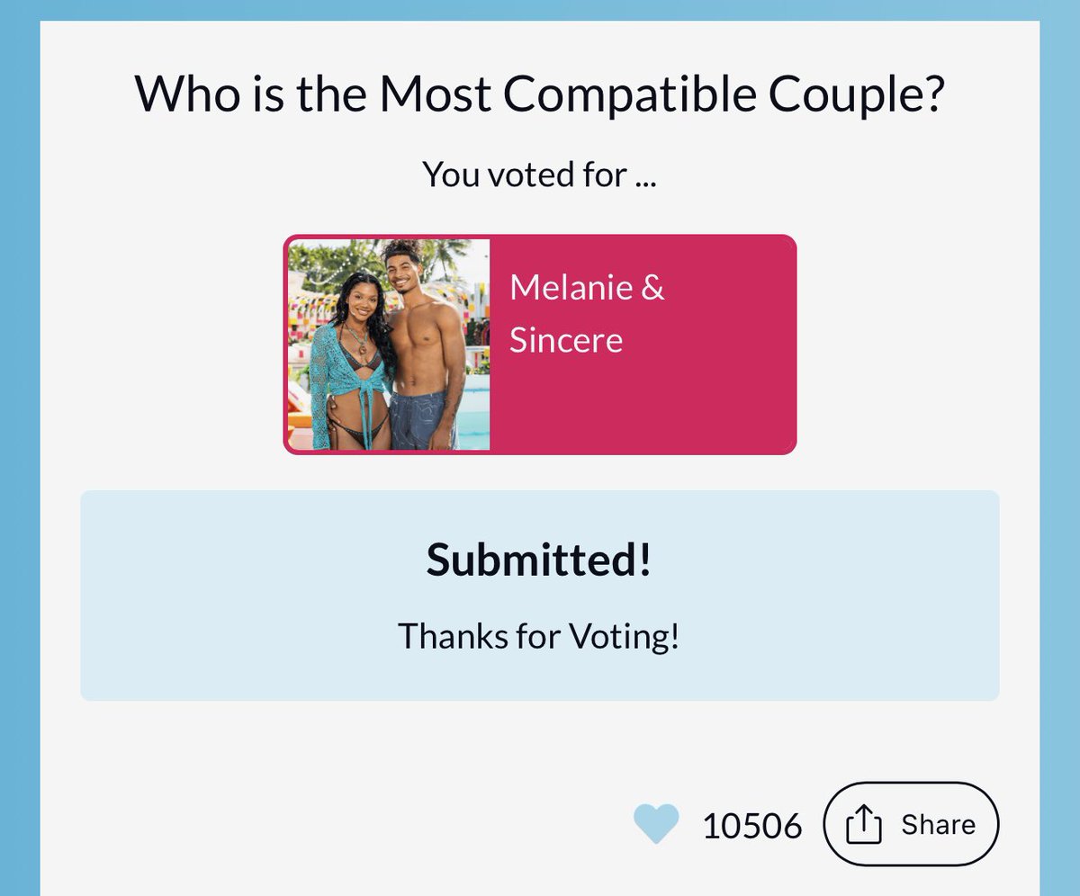 funpost4us's tweet photo. You want the core 4 to make it to the finals??? Vote Melanie and Sincere please ❤️ #loveislandusa https://t.co/qfIMKq9Mml