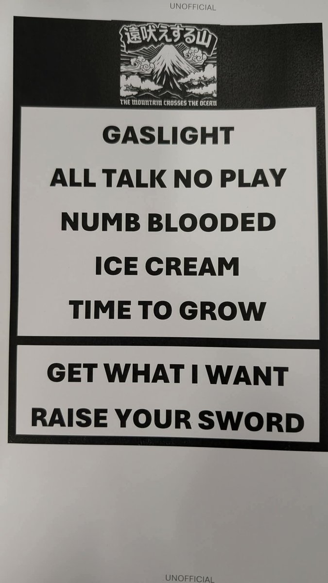 Pango_Magic's tweet photo. SET LIST FOR JAPAN TOUR! Which song are you looking forward to hear? 🤘⚡️🇯🇵  https://t.co/Y4H9Vb0ECp https://t.co/i2paJbfsUd