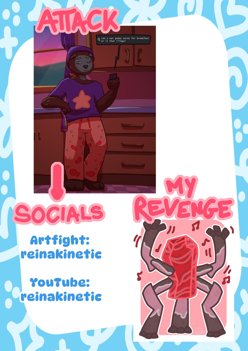 Gummi_Bat's tweet photo. Day 2 of Arfight!! So many wonderful attacks, I just couldn't keep up! I will always try to revenge back but a girl can only do so much until I pass out 😅 I still love every piece of art I've received, so don't feel bad if I don't revenge back!
@AduckSmith https://t.co/ehAIzRVZmg