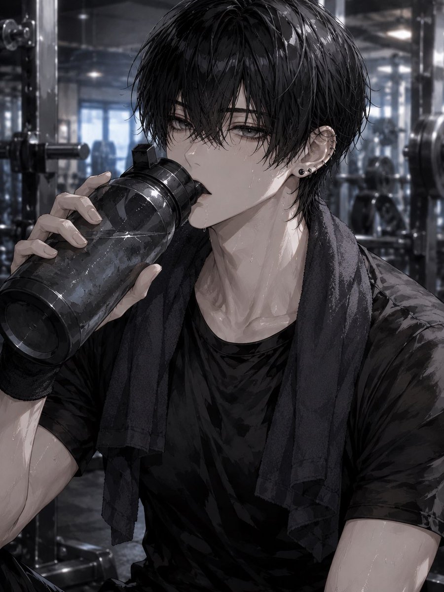 PUDDING__oOxx's tweet photo. ジム_水分補給
 #四飼AIイラスト https://t.co/ziOFegO2ev