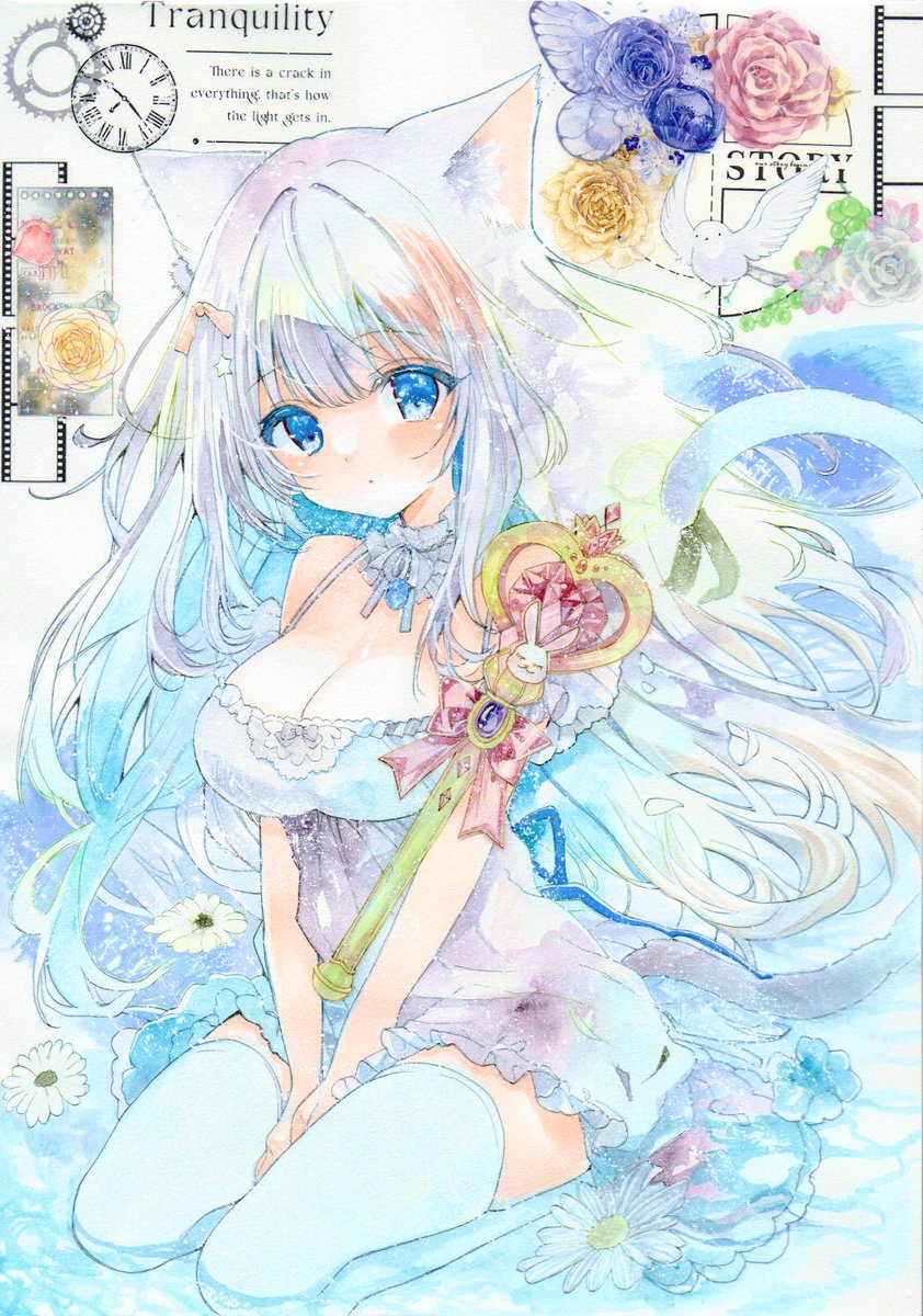 アナログイラスト #猫耳的白魔法少女A_Z 猫耳的白魔法少女 【 K