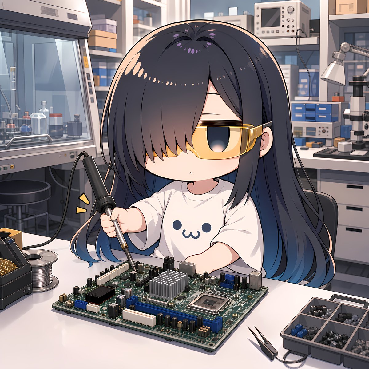 Pudding_tei's tweet photo. メカクレちゃん「はんだ なんてかんたん」
(・ω・)ｱｰｰｰ!!!
#パソコンお直しの日 https://t.co/g04hjoErE5