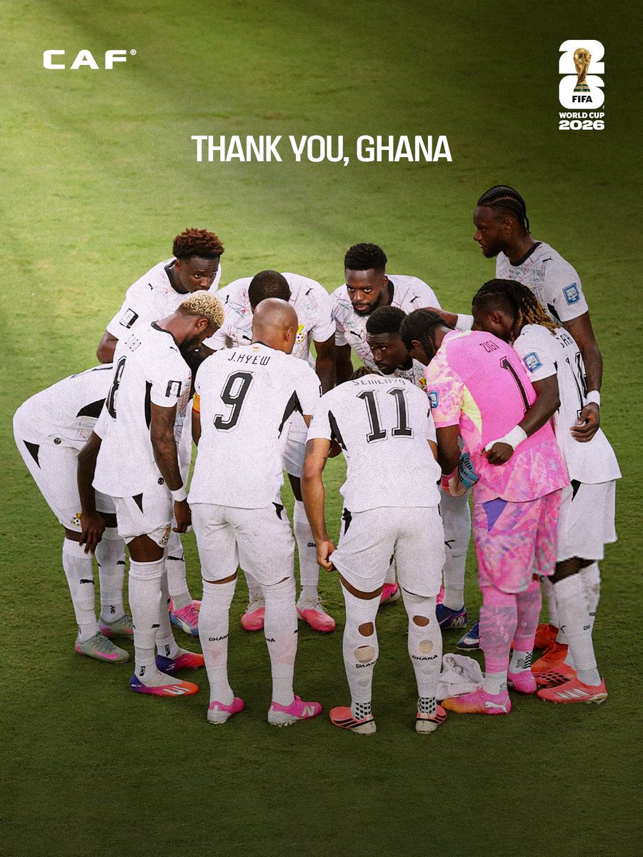 CAF_Online's tweet photo. You made a nation and a continent proud. Thank you, Ghana. 🇬🇭🌍

#FIFAWorldCup https://t.co/UOcovA29Qq