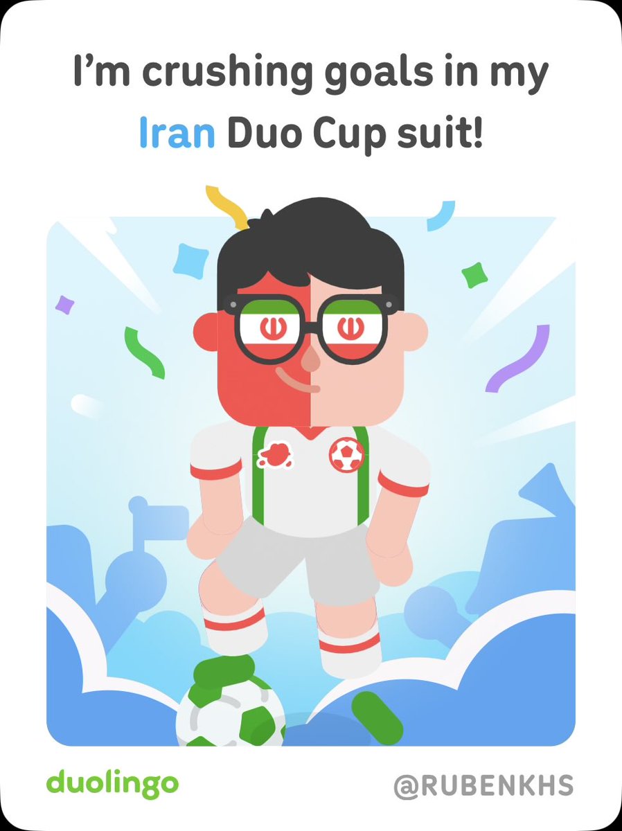 Silentcontrol77's tweet photo. got my new Iran suit on duolingo - https://t.co/5ybm3lY6U6 https://t.co/XHVlzSzMO9