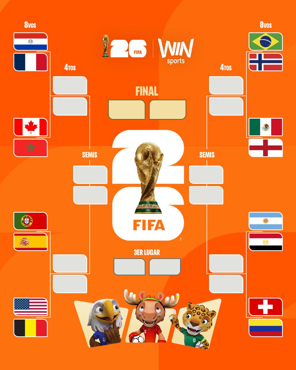 WinSportsTV's tweet photo. ¡COLOMBIA EL ÚLTIMO CLASIFICADO A LOS OCTAVOS DE FINAL DE LA COPA MUNDIAL DE LA FIFA 2026™! #WinEsMundial 🇨🇴🏆⚽🤩

👉Así quedaron definidos los cruces de los octavos de final de la competencia más importante a nivel de selecciones. 🤯 https://t.co/PecbjzGlWS
