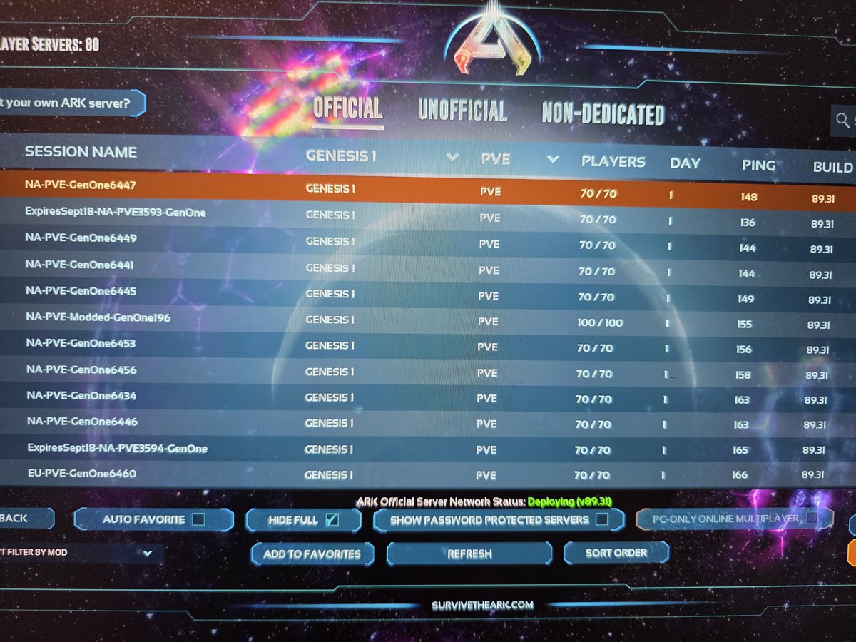danalmar's tweet photo. @survivetheark On steam, the servers jumped from 0 to max in few  seconds. 
Is this to keep the balance for the console players or they are really full? I hope so, otherwise the console players would not get in fir a while. https://t.co/xESK3WFDf4