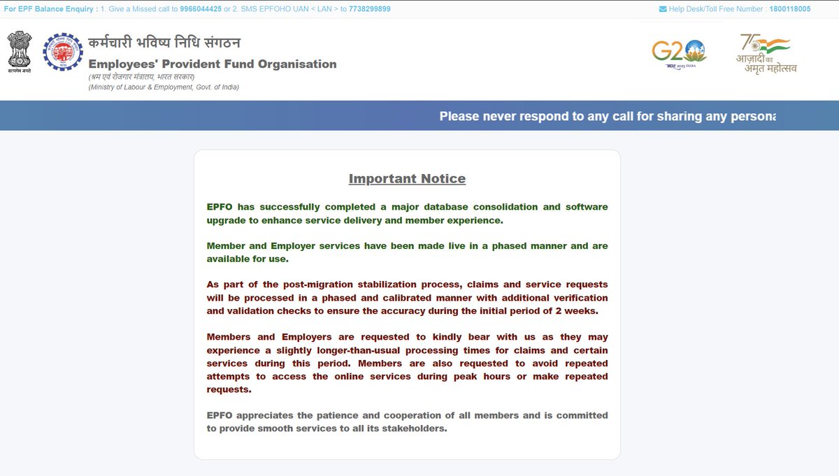 logical_devs's tweet photo. @officialepfo @narendramodi @mansukhmandviya @ShobhaBJP @PMOIndia @PIB_India @mygovindia @LabourMinistry Ah yes, a "Better Digital Experience" where the service is down for 10 days, and the Passbook portal now asks for 2 MORE weeks to stabilize. 
Absolutely ridiculous. https://t.co/YQ8fGjDSP7