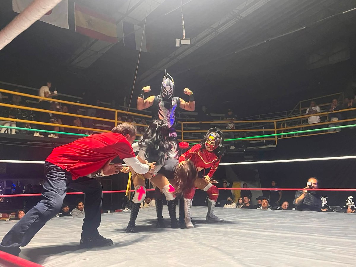 LaTijeraLucha's tweet photo. La primera lucha en su debut de #IesusPromociones es para el bando rudo de #BalitaOrtiz, #Shaday y #DadoDeOrovante #Ariel, #Lunatik y #Shiory desde la tradicional #ArenaAztecaBudokan donde la afición premia con monedas el accionar de los jóvenes gladiadores 🔥
#latijeraluchalibre https://t.co/3IoQti7XF0