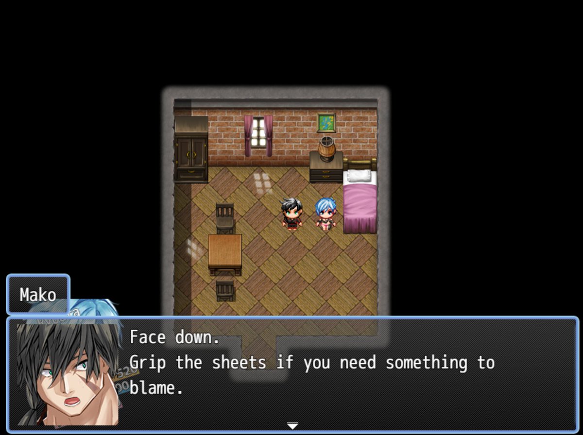 BrattyBoyDev's tweet photo. Demo V0.3 Release! 
Ryouta Journey Demo V.3 is a major update from V0.2.2.

This build adds the new Main City and night maps, new shops and guild areas, Guild combat quests, private request content, food items, new Ryouta equipment, and combat voice acting that can be turned off in the settings.
Combat has been expanded with an Active Battle System, Chain Battles, Enemy Levels, randomized troop pools, new enemy skills, Assassinate, Disrupt, Panic Reflex, knockdown/chained states, and scaling battle buffs where attacking builds confidence while teasing builds lewd damage bonuses.

Ryouta also gets Skill Tree progression, Mess Charge / Consume Mess, clothing durability, Fatigue and food systems, Aeran Shield charges,day/night routing, and Bandit Boss loss consequences.

This is still a demo build, so balance, dialogue, quest rewards, mobile performance, and browser performance may continue to change.