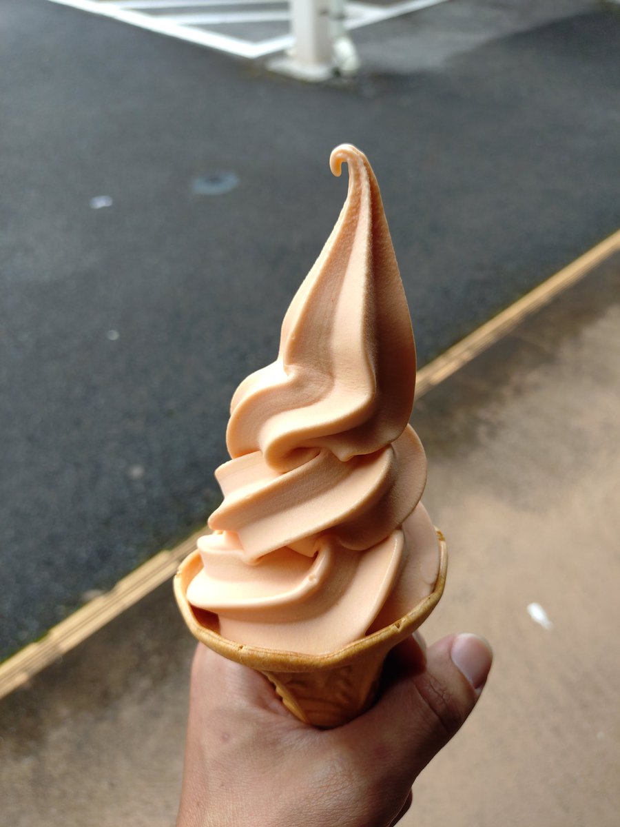 Jun90761104's tweet photo. 道の駅でトマトソフトをいただきました。
意外と悪くないですね👍 https://t.co/MOVW1pHDuZ