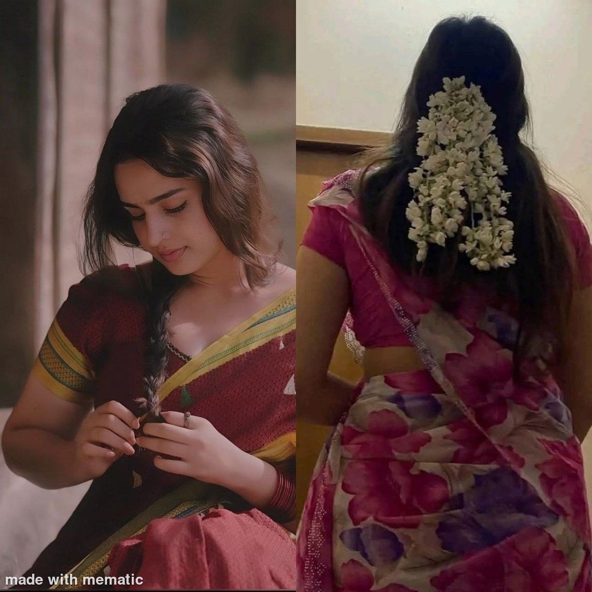 harshini21el's tweet photo. My heart always wishes to wear a nice saree and braid my hair and a jasmine flowers on my head want these things forever in my life soon 💕 💕 💕 https://t.co/sMdXdLSbp9