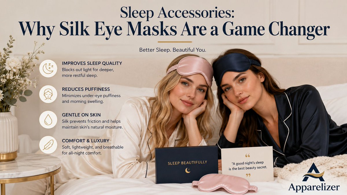 Apparelizerhub's tweet photo. Sleep smarter and wake up refreshed! ✨
#SleepAccessories #SilkEyeMask #BeautySleep #HealthySleep #SleepWell #LuxuryLifestyle #Wellness #BetterSleep #NightRoutine #Skincare #TravelEssentials #SleepTips #SelfCare #Lifestyle #Apparelizer https://t.co/M17tpPgZPi