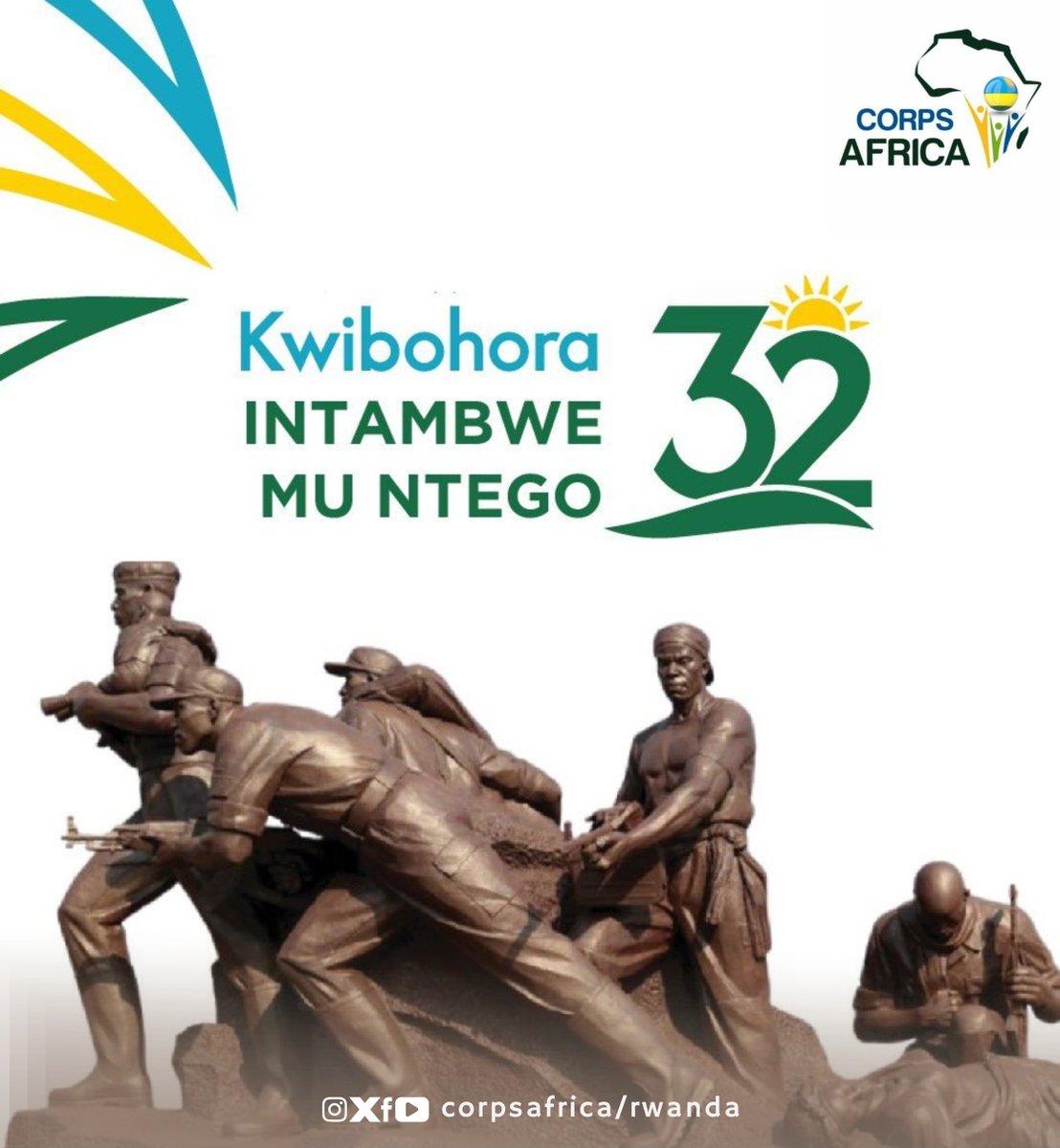 CorpsAfricaRda's tweet photo. Happy Liberation Day to all Rwandans!
Today, our hearts overflow with joy and gratitude as we celebrate the remarkable rebirth of our nation.
Together, we honor sacrifices made for our liberation.

#Kwibohora32 https://t.co/hIOwuu9gSA