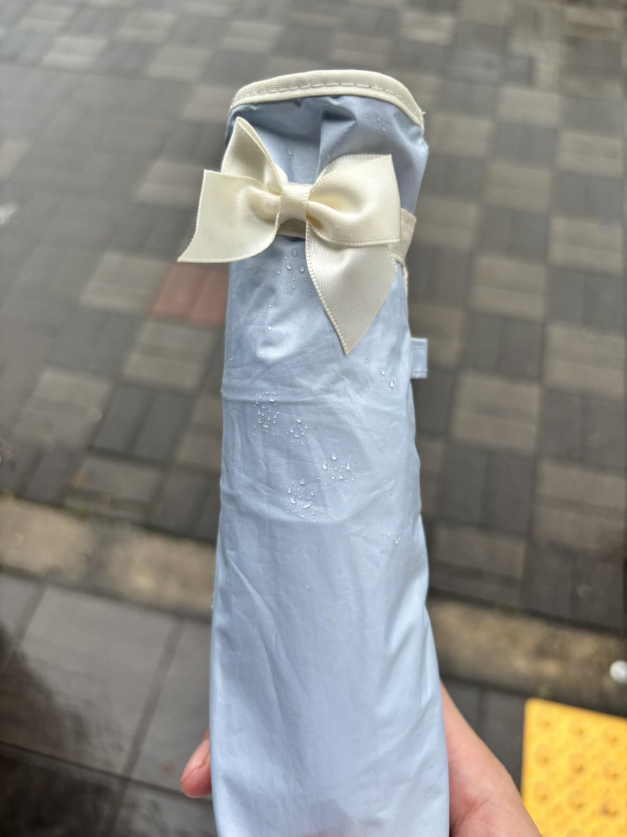 fuyu_206's tweet photo. バ先の帰り雨めっちゃ降ってたから先輩に傘貸してもらったけどめっちゃ可愛いリボン🎀 https://t.co/9hjVwe1ypH