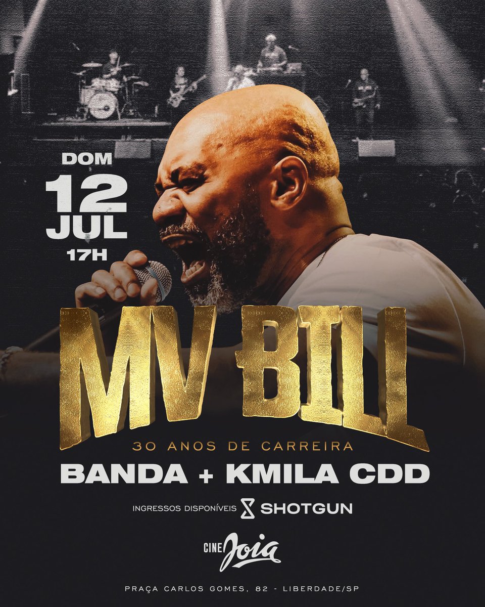 mvbill's tweet photo. Domingo, 12 de julho, espero vocês no @cine_joia, em São Paulo! 

Vamos celebrar juntos o lançamento do álbum MV30 – 30 anos em Movimento, em um show com banda e a participação especial da @kmilacddoficial.

🎟️ Ingressos https://t.co/nj3m8NrYYi

@snafu_records 

#MV30 #Rap #SP https://t.co/xDrIpoph4a