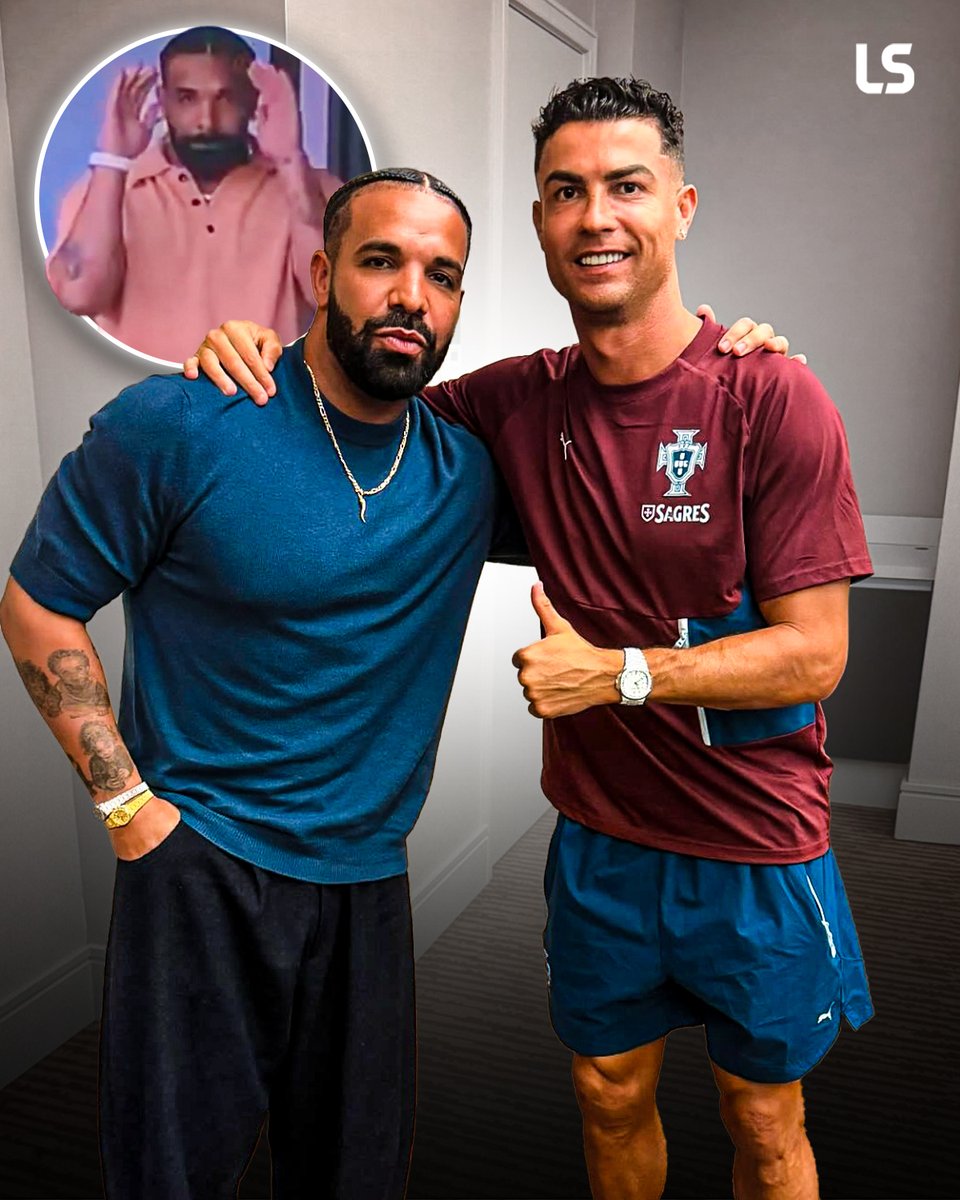 livescore's tweet photo. The two GOATs linked up after Portugal's win in Toronto 🤝🐐

Drake was in the stands to witness Ronaldo lead Portugal into the Round of 16 🫡 https://t.co/mxhRk3edJo