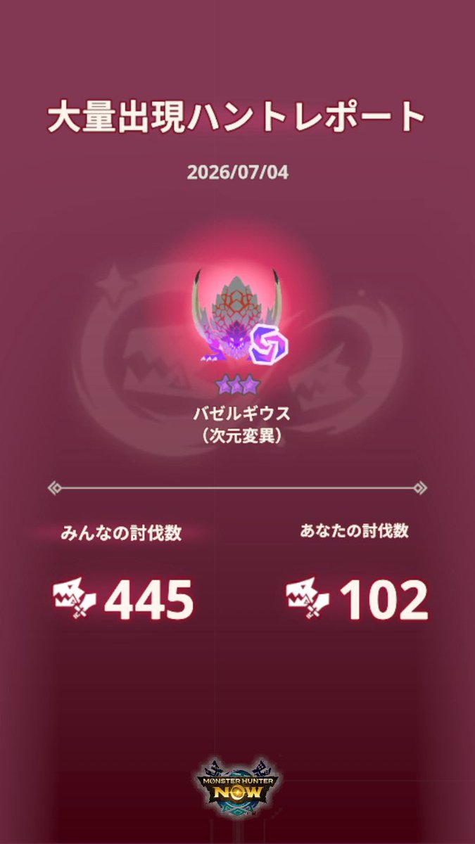 toshileopa's tweet photo. 102体討伐して変異素材5個ドロップ https://t.co/C1V34d26Gd