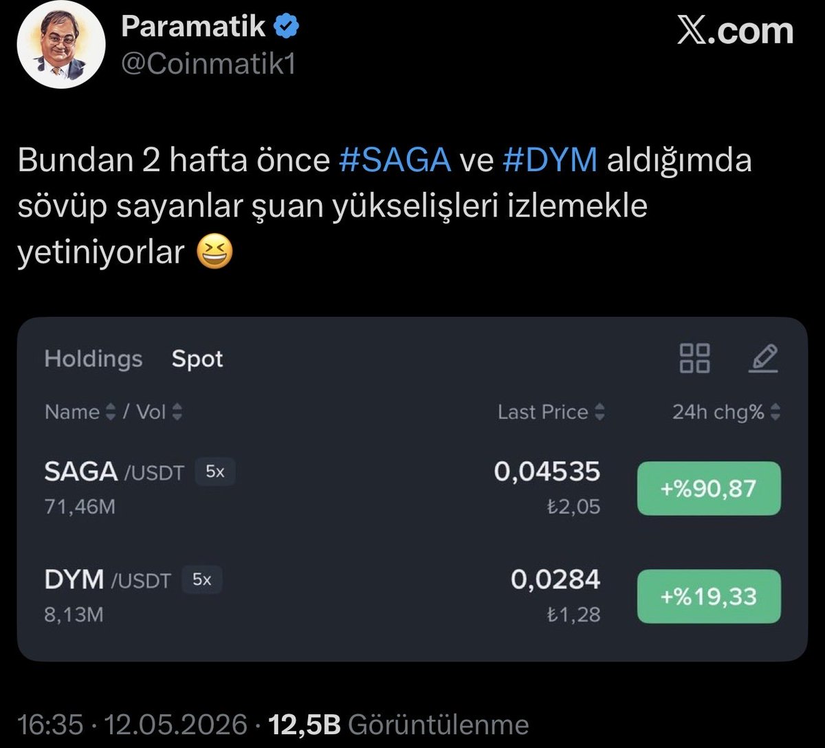 Coinmatik1's tweet photo. Evet 2 ay öncede alıp güzel bir karla satmıştık, senin gibi enayilerde arkasından sövüyordu. https://t.co/vm2SRDqmLQ