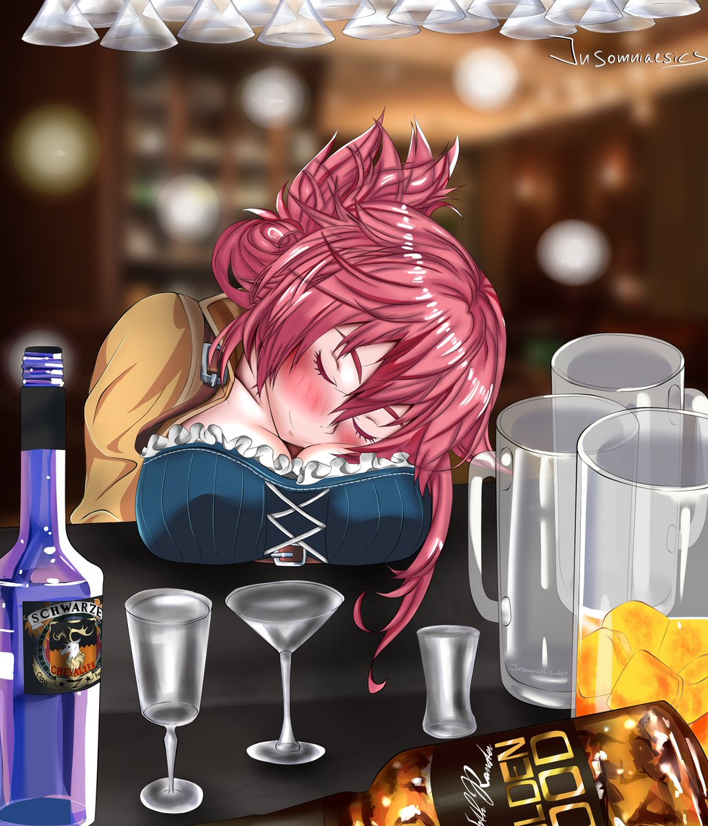 insomniaesics's tweet photo. Commission made back in the day, feat. Sara Valestein dozing off after a few drinks https://t.co/bl1cTsbI1G