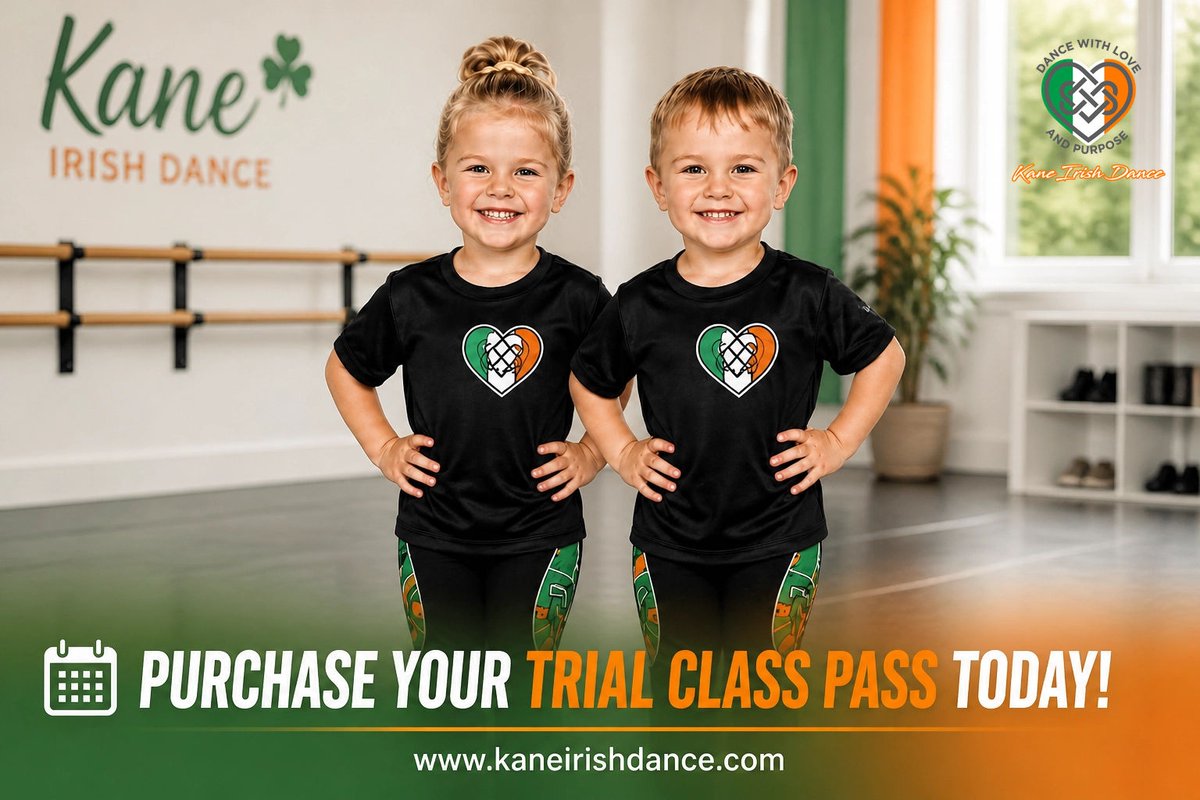 KaneIrishDance's tweet photo. First steps and big smiles! ☘️ Our Shamrock Minis (ages 3-5) Trial Pass is the perfect start. Enjoy a free 15-min Saturday induction to try a few steps and see if we’re a fit. Pre-booking with Stephanie is required (message us to start!) #KaneIrishDance https://t.co/MAFKBORU6G