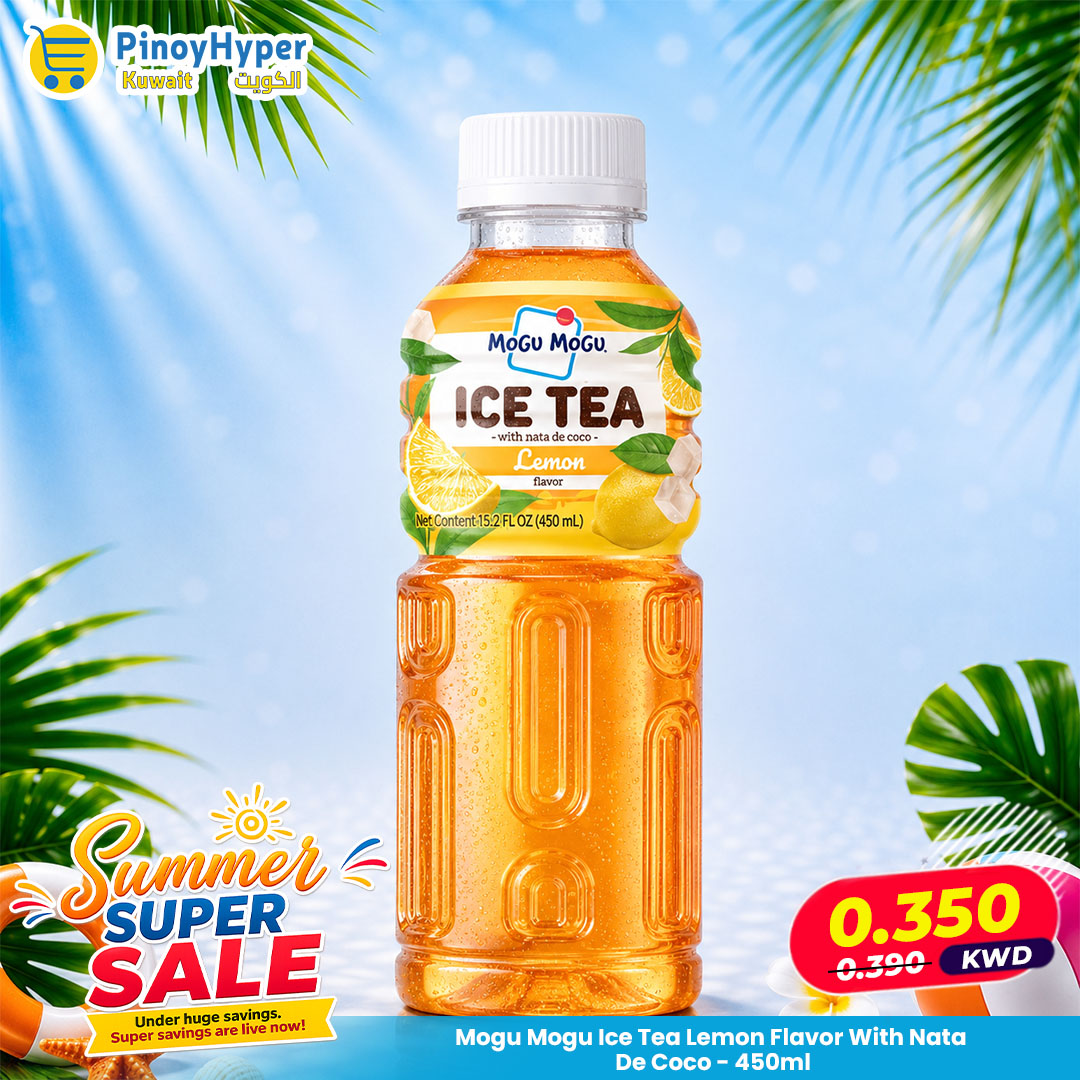PinoyHyper's tweet photo. 🇰🇼 Summer Super Sale 🇰🇼
Mogu Mogu Ice Tea Lemon Flavor With Nata De Coco - 450ml
Your favorite Pinoy groceries delivered anywhere in Kuwait 🚛
🛒 Order now!
#pinoyhyper #ofwkuwait #onlinegrocery #pinoyfood https://t.co/AwVGl03hgm