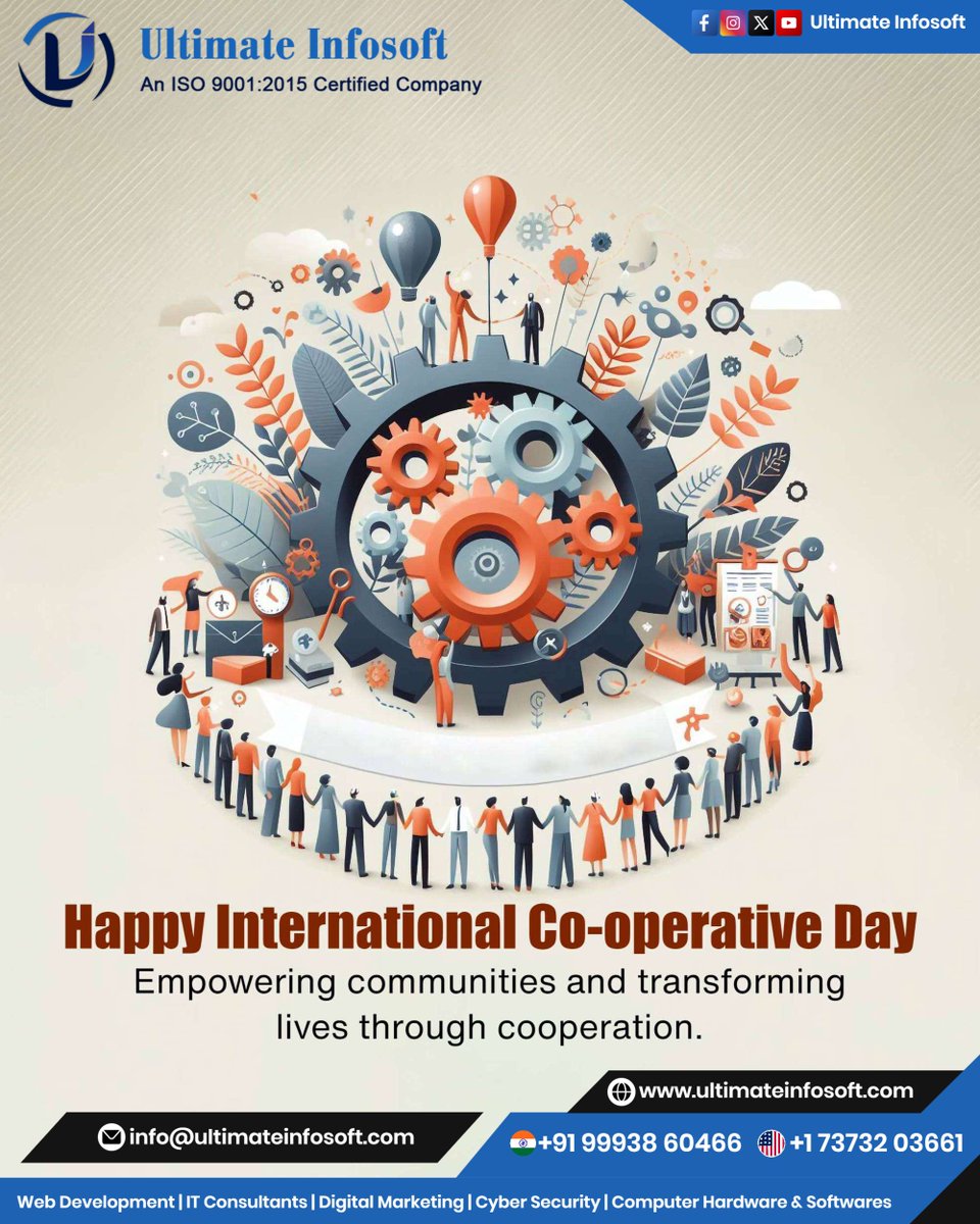 UltimateInfosof's tweet photo. Greetings from Ultimate Infosoft Pvt Ltd
#InternationalCooperativeDay #Cooperatives #Cooperation #TogetherWeGrow #CommunityDevelopment #SustainableDevelopment #InclusiveGrowth #Unity #Empowerment #SocialImpact #Teamwork #BetterTogether #GlobalCommunity https://t.co/2jYn5gd4Mu