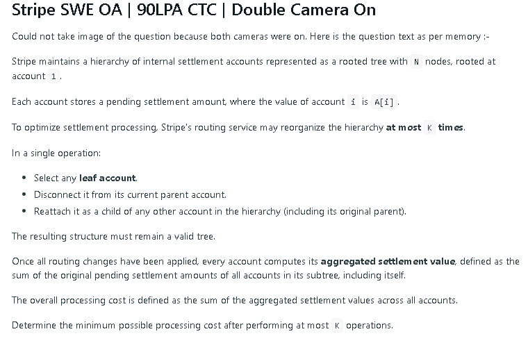 Avimanyu8008's tweet photo. Question Asked in Stripe SWE OA for 90LPA https://t.co/I5SSB38xEX