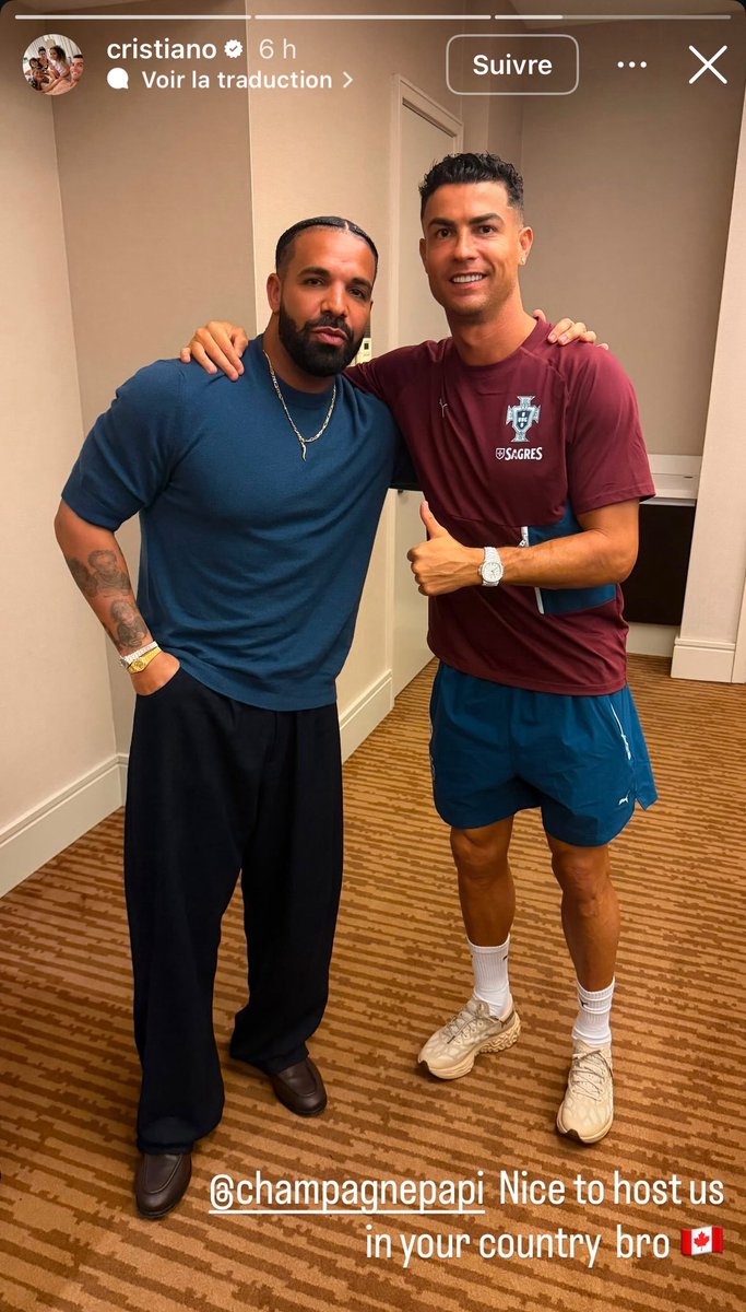 ActuFoot_'s tweet photo. Drake 🇨🇦  x  🇵🇹 Cristiano Ronaldo https://t.co/Zh6yL4kV1b