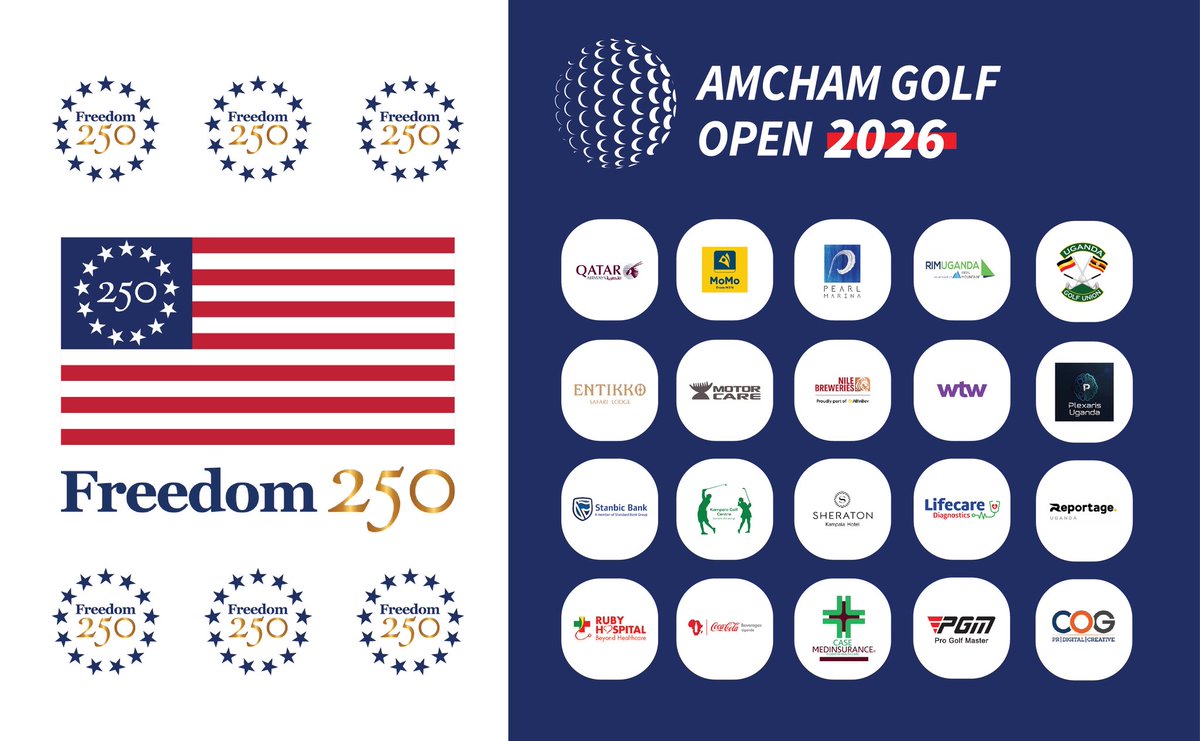 AmChamUganda's tweet photo. Celebrating 250 years of American independence at the AmCham Golf Open 2026 honouring American innovation, excellence, and the strong partnership between the United States &amp; Uganda.

A great day of golf, networking &amp; shared opportunities.

#AmChamUg 
#GrowBusinessUG 
#Freedom250 https://t.co/Cof2dzJAdz