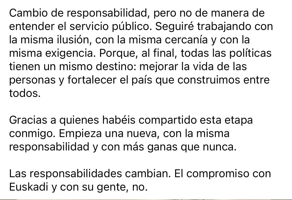 tezkerra's tweet photo. Erantzukizun batzuk amaitu egiten dira, baina konpromisoek bere horretan diraute.

Hay responsabilidades que terminan, pero los compromisos permanecen. https://t.co/2e23pMabOI