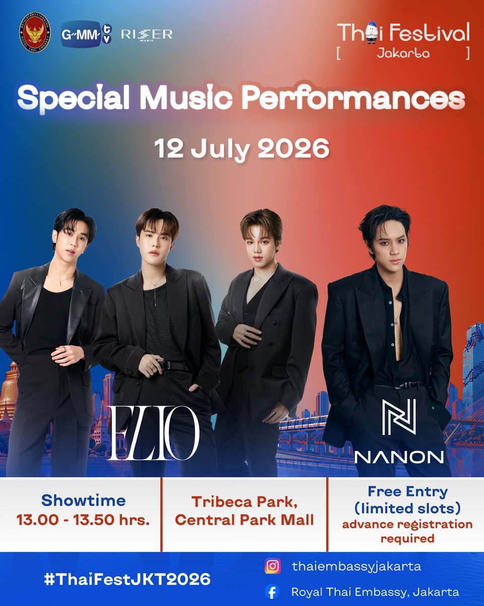 jakeshim_'s tweet photo. open jasa war tiket FLIO and NANON Special Music Performances at Thai Festival Jakarta 2026

LIMITED SLOT ‼️

✅️ pakai akun kalian
✅️ tanpa DP / bookslot
✅️ fee after secured

💰 150k/tix

tags. wtb wts jastip jaswar fest tix tikceting jkt central park ticketmelon gmmtv https://t.co/12CQ8mVjnn