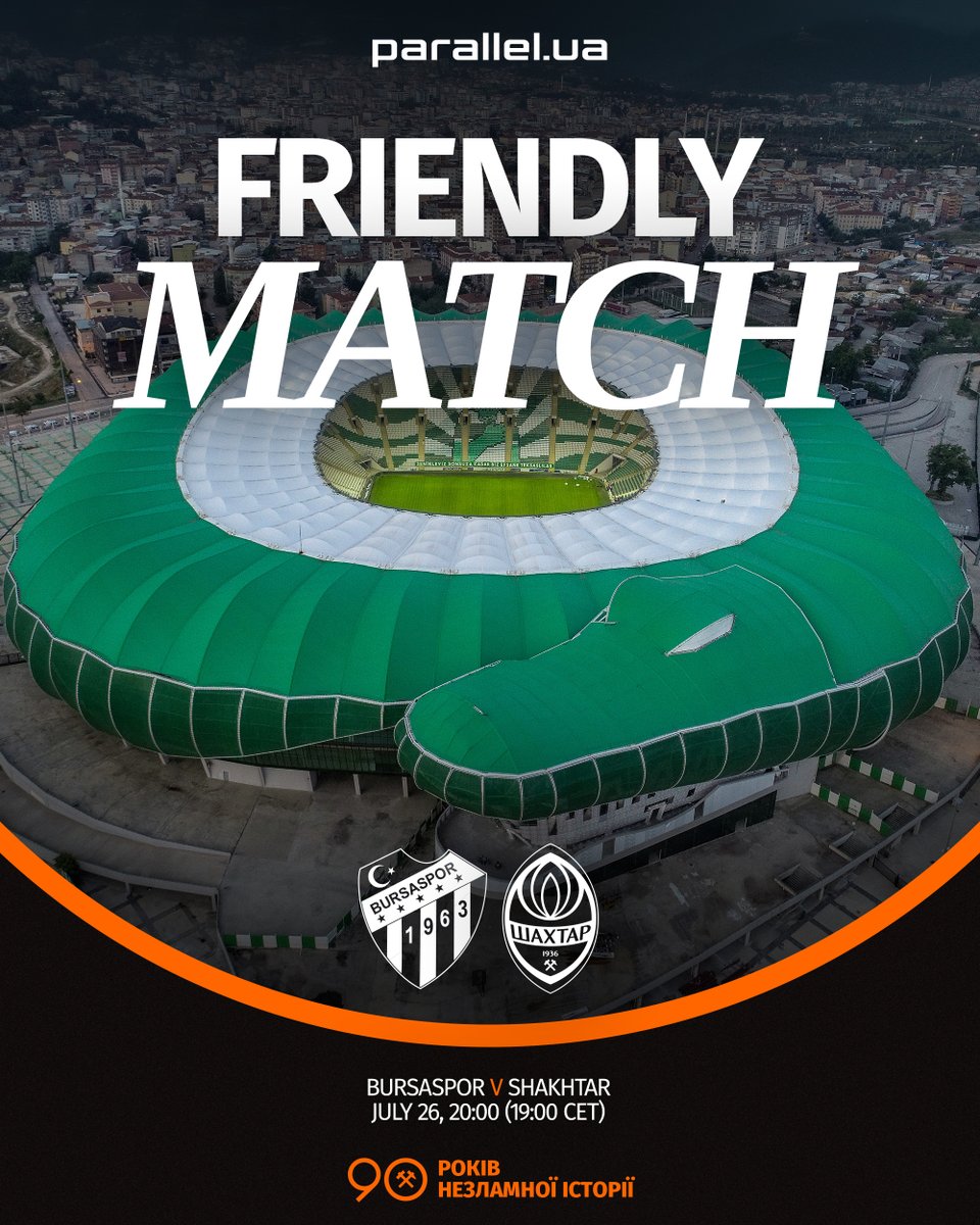 FCShakhtar_eng's tweet photo. 🇺🇦 Shakhtar to play a friendly against Bursaspor 🇹🇷

On July 26, #Shakhtar will play a friendly against @BursasporSk. The match will take place at the opponents' home ground Atatürk Spor Kompleksi Matlı Stadyumu in Bursa, with kickoff scheduled for 20:00 Kyiv time (19:00 CET). https://t.co/D5TODUt1wz