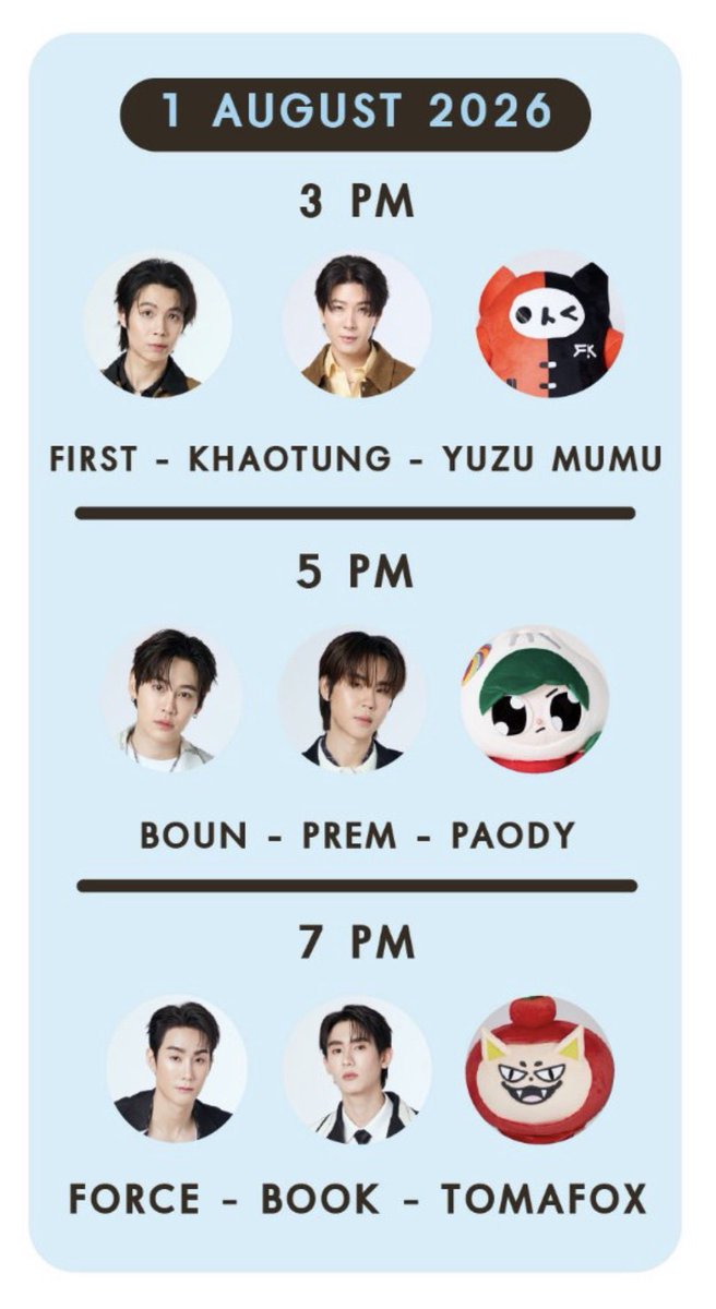 FirstKhaoFamily's tweet photo. INTERNATIONAL NOVEL FESTIVAL 2026 

✨FIRST • KHAOTUNG • YUZU MUMU✨
@Firstkpp @myktnw @yuzu_mumu_gmmtv 

📅 August 1, 2026
🕒 3:00 PM 🇹🇭
📍 Meeting Room 2–3, 5th Floor, Samyan Mitrtown Hall
📍 Assembly Point: Sky Garden (5th Floor, near the cinema)

⏰ Event Hours: 10:00 AM – 9:00 PM (July 24 – August 2, 2026)

See you there! 🥹🧡🖤 

#งานมหกรรมนิยายนานาชาติ2026xGMMTV
#FirstKhaotung #Yuzumumu