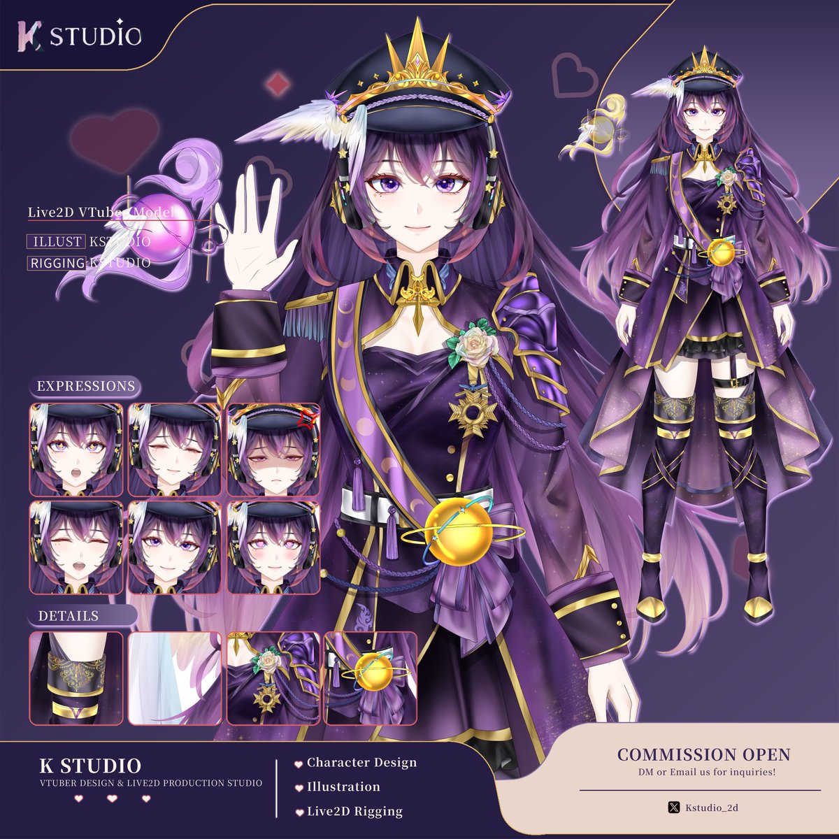 Kstudio_2d's tweet photo. ✨ VTuber Model Showcase ✨

One of my favorite parts of this design was the galaxy elements throughout the character. 🪐Especially the beautiful eyes 👁️

A fun project to bring to life for @OasisSleepy 💜

#KStudioShowcase
#VTuber
#Live2D
#live2dcommission https://t.co/VUpPuOa3Bp
