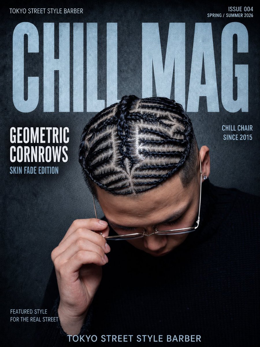 chill_barber's tweet photo. CHILL MAG
ISSUE 004

GEOMETRIC CORNROWS × SKIN FADE

Style is culture.
Tokyo Street Style Barber.

CUT BY SORA @madebyso_la (Shibuya, Tokyo)

#chillchair #chillmag #tokyostreetstylebarber #cornrows #skinfade https://t.co/yY2BhRGzLU