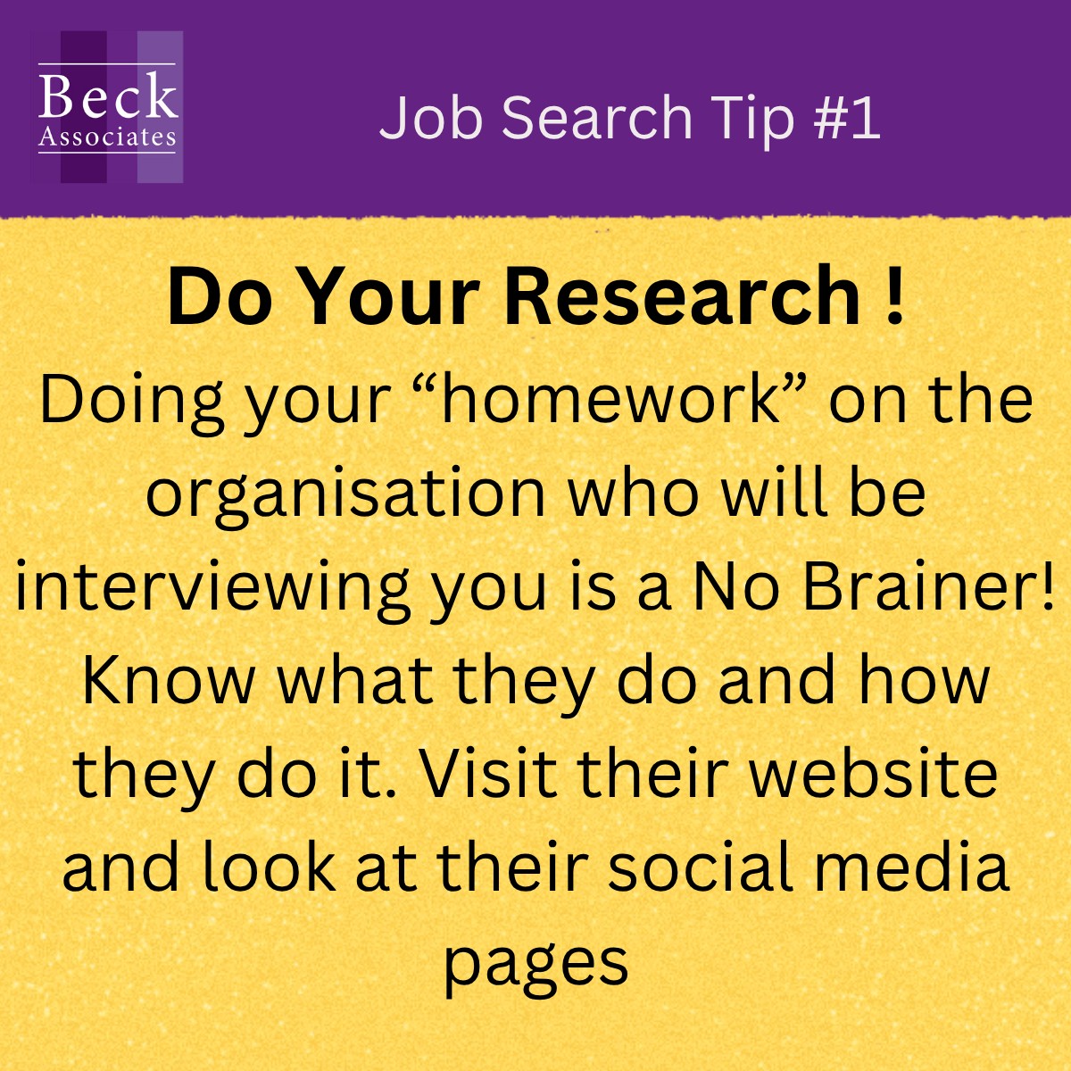 beck_associates's tweet photo. *** Job Search Tip #1 ***
Doing your research on the organisation who will be interviewing you is a " No Brainer"! #jobsearch #interviewtips#Jobhunting https://t.co/wuT3XtWkHE