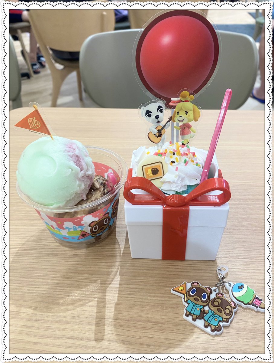 aaa_chi12195's tweet photo. ステッカー、ゆうたろう、ベル袋は残念ながらなかったけどこの２つは無事にゲット出来て嬉しい🥰

#どうぶつの森
#サーティワン https://t.co/TQczX21Ycf