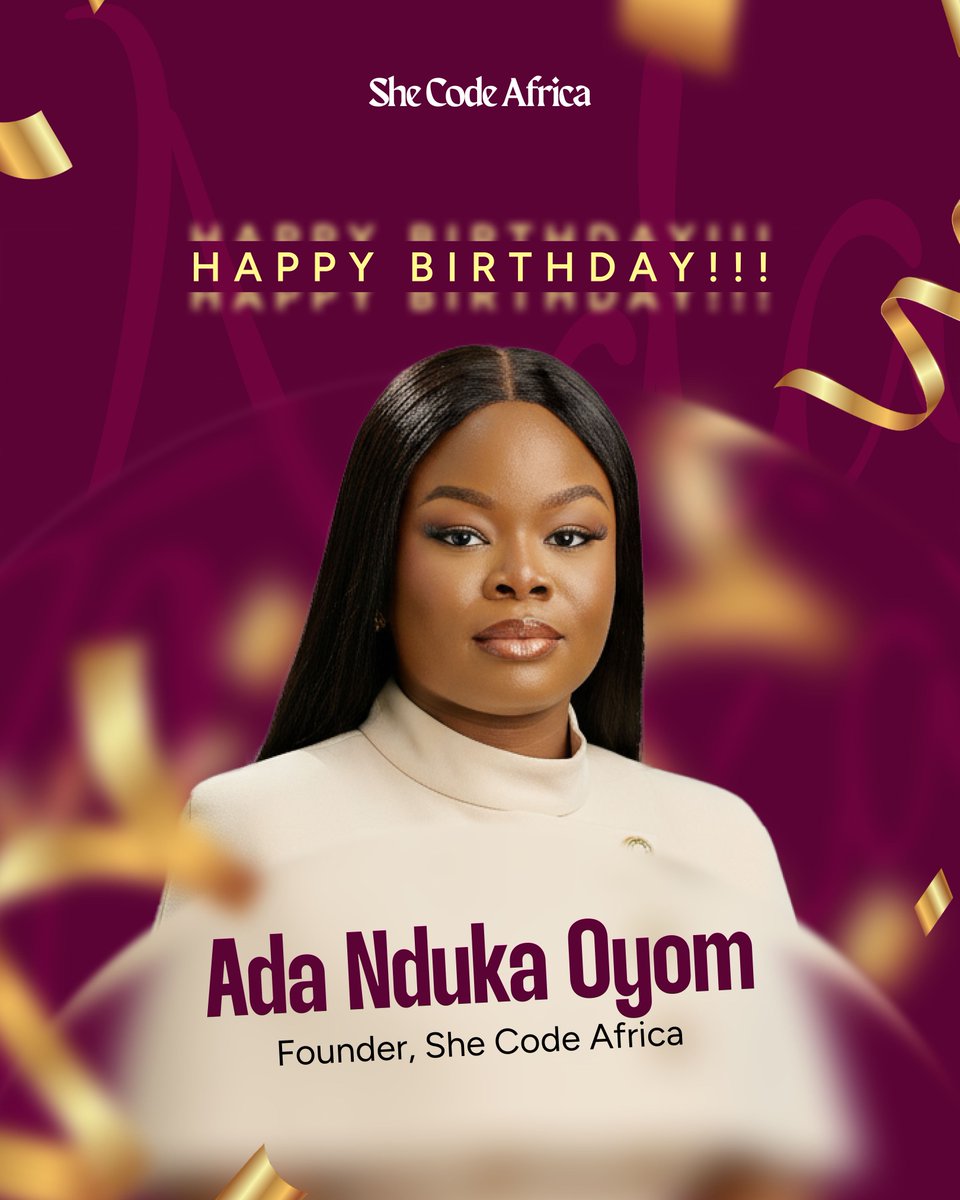 SheCodeAfrica's tweet photo. Happy Birthday to our Founder, Ada Nduka Oyom! 🥳🎉

The one who wears many hats as a Founder, Mentor, and Ecosystem Leader. Because she chose to dream with stakes, thousands of young women across Africa have rewritten their career trajectories and claimed their own spaces. 💗

The one whose passion and consistency we admire, and who handles serious business while completely living her best life. 😊💗

Thank you, Ada Nduka Oyom, for being an unstoppable force, a safe space for women who dream, and our absolute biggest cheerleader. 💗

Join us in the comments in wishing our founder a beautiful birthday and a phenomenal year ahead! 👇😊