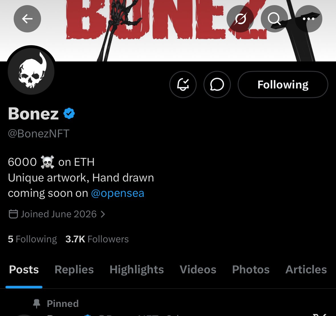 HeyRoqeeb's tweet photo. Early look: @BonezNFT 

Not calling this a guaranteed play, but Bonez has my attention.

Hand drawn art, fully doxxed founder, dark fantasy theme, and they’re trying to build a real brand instead of farming hype. 

They’re focused on building something that lasts, with a clear vision beyond just the mint.

Still early, but definitely worth having on your radar.

Supply: 6,000
Price: TBA
Chain: ETH
