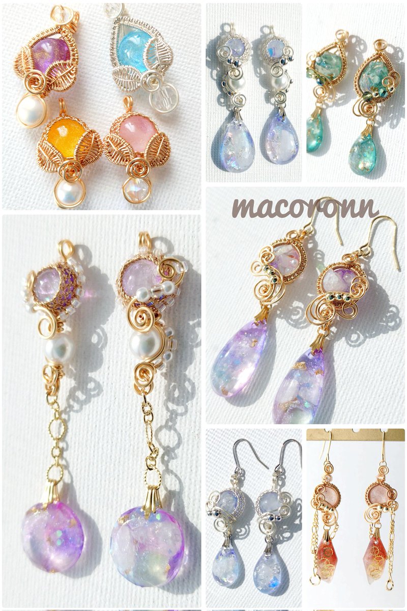 macoronn_366D's tweet photo. #7月になったのでフォロワーさんに自己紹介しようぜ

レジンとワイヤーを使ったアクセサリーを作ってます！
つるんとしたレジンだけでなく凸凹した個性的なレジンもワイヤーラッピングしてます https://t.co/MOOdYP9zwk