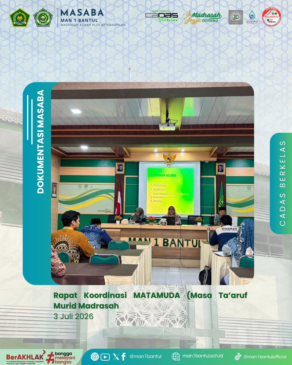 man1bantul's tweet photo. Rapat Koordinasi MATAMUDA (Masa Ta’aruf Murid Madrasah
3 Juli 2026 https://t.co/XeZ4xMRXx4
