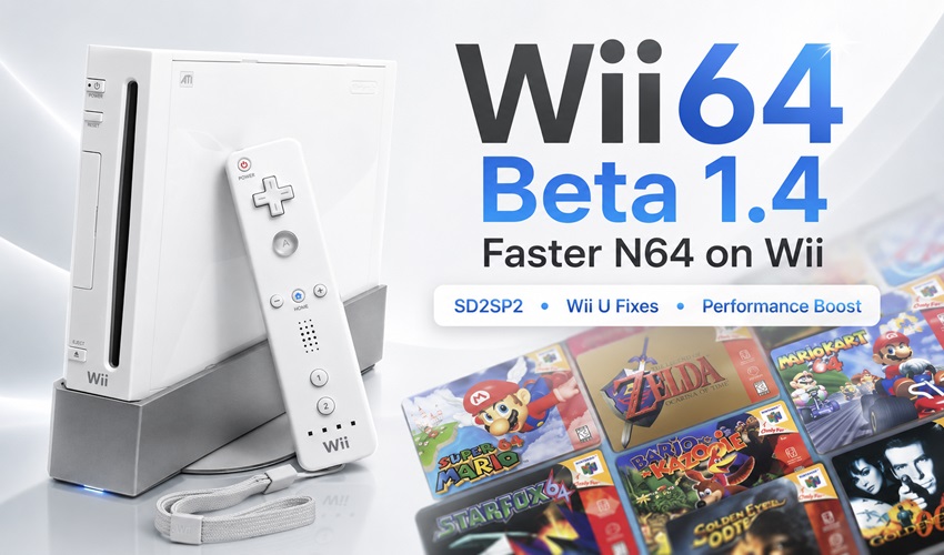 AmigamagazineGA's tweet photo. Wii64 Beta 1.4 is here after 5 years, bringing faster Nintendo 64 emulation to Wii, GameCube and Wii U with SD2SP2 support, Wii U vWii fixes, dynarec tweaks and key performance upgrades. #Nintendo64  #Emulation https://t.co/8Nyze2ebxn https://t.co/4wo5vZdLdo