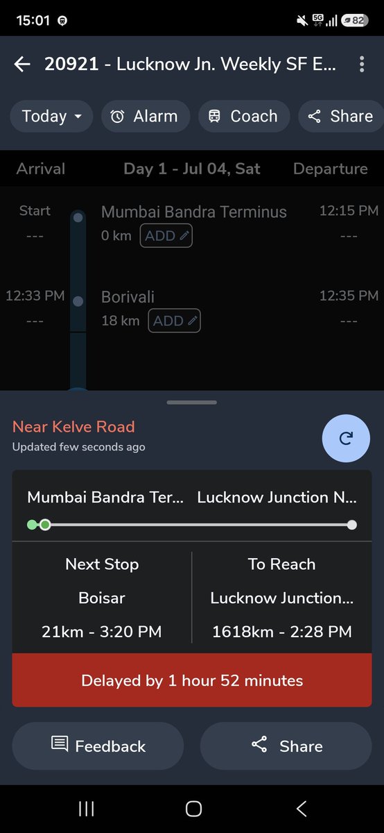 ISanklecha's tweet photo. Why is 20921 bdts-ljn delayed by almost 2hrs currently. @WesternRly  @drmbct @RailMinIndia https://t.co/vcWNVUiQ7G