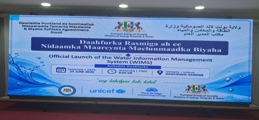 YoolBridge's tweet photo. We are honored to have participated in the development of the Puntland Water Information Management Sysytem (WIMS) which is a modern system designed for the collection, storage, analysis, and sharing of water-related data with the aim to improve water services in Puntland. https://t.co/kvpBvDLuIv