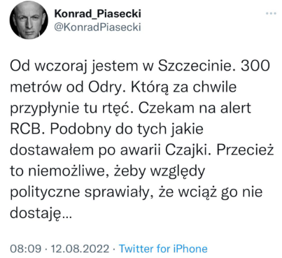 ZaPLMundurem's tweet photo. ‼️Pamiętacie histerię? 
Lewackie marsze żałobne, Zembaczyński pływał po Odrze i histeryzował o złotą algę ze łzami w oczach?
Polak i Tyszkiewicz straszyli Europę rtęcią "w tak wysokim stężeniu, że skali nie ogarniają"? 
 Konrad Piasecki z TVN z powagą czekał, aż rtęć "przepłynie"
Teraz na Bobrze katastrofa ekologiczna, kilkadziesiąt ton martwych ryb...
Gdzie jest ta lewacka ekipa? Gdzie marsze? Gdzie dramatyczne wpisy?
Cisza. Bo jak nie można przypierd@lić PiS-owi, to ekologia nagle przestaje ich obchodzić.😉
#KatastrofaNaBobrze #HipokryzjaLewicy #OdraVsBóbr #ZłotaAlga #KatastrofaEkologiczna