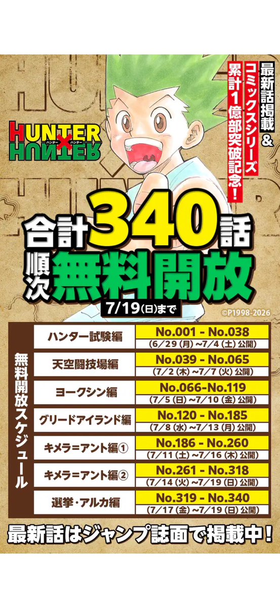まとめるとこんな感じ！ HUNTER×HUNTERは天空闘技場まで読んだよ！ 夢